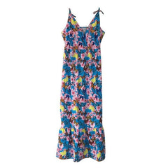 New Beach Strappy V-neck Dress Ladies Boho Floral Sundress Holiday Beach Sundress Clothes Mssaz Desses