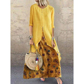 New Peasant Ethnic Boho Long Shirt Vest Dress Casual Long Sleeve Loose Kaftan Maxi Dress Sundress Plus Size Mssaz Desses