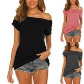word led leisure off-the-shoulder T-shirt Female Tee T-shirts Mssza