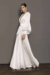 Phoebe V-neck Belted Slit Maxi Dress Mssaz Desses