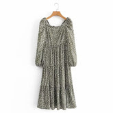 Womens Square Neck Dot Print Dress Mssaz Desses