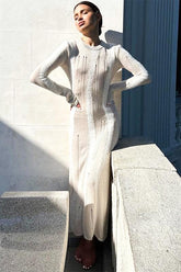 Ruth Splicing Textured Knit Maxi Dress Mssaz Desses
