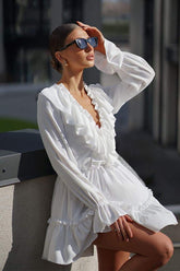 Sharon V-neck Ruffle Mini Dress Mssaz Desses