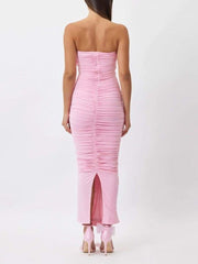 Tina Flower Strapless Midi Dress Mssaz Desses