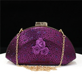 Flower Decoration Design Elegant Shell Shape Diamond Clutch Mssza