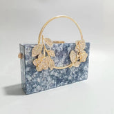 Acrylic Flowers Round Chain Clutch Bag Mssza