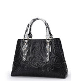 Large Capacity Embossed Cowhide One-Shoulder Handbag Mssza