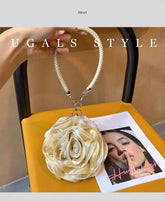 Silk Satin Rose Flower Clutch Purse Mssza