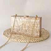 Marble Striped Acrylic Mini Flap Box Clutch Mssza