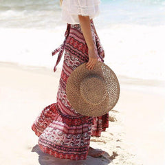 Ladies Casual Boho Tribal Floral Skirt Female Beachwear Party Casual Long Maxi Skirt Sundress Mssaz Desses