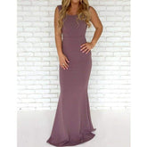 Ladies Formal Backless Long Dress Party Ball Prom Gown Wedding Bridesmaid Sleeveless O-Neck Long Maxi Dress Mssaz Desses