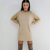 Long Sleeve Knitted Sweater Mini Dress Autumn Winter Lady Backless Party Club Casual Jumper Dress Mssaz Desses