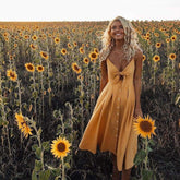 Boho Beach Robe Femme Single Breasted Elegant Dress Mssaz Desses