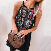 Boho Floral Sleeveless Dress Bohemian Holiday Party Beach Casual Short Mini Dress Sundress Mssaz Desses