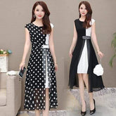 Chiffon Dress Open Side Split Dot Ladies Plus Size Dress Mssaz Desses