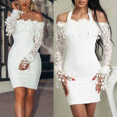 Elegant Lace Off Shoulder Floral Dress Mssaz Desses