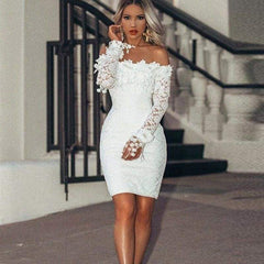 Elegant Lace Off Shoulder Floral Dress Mssaz Desses