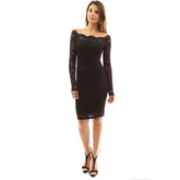 Off Shoulder Party Lace Hollow Out Mini Bodycon Dress Mssaz Desses