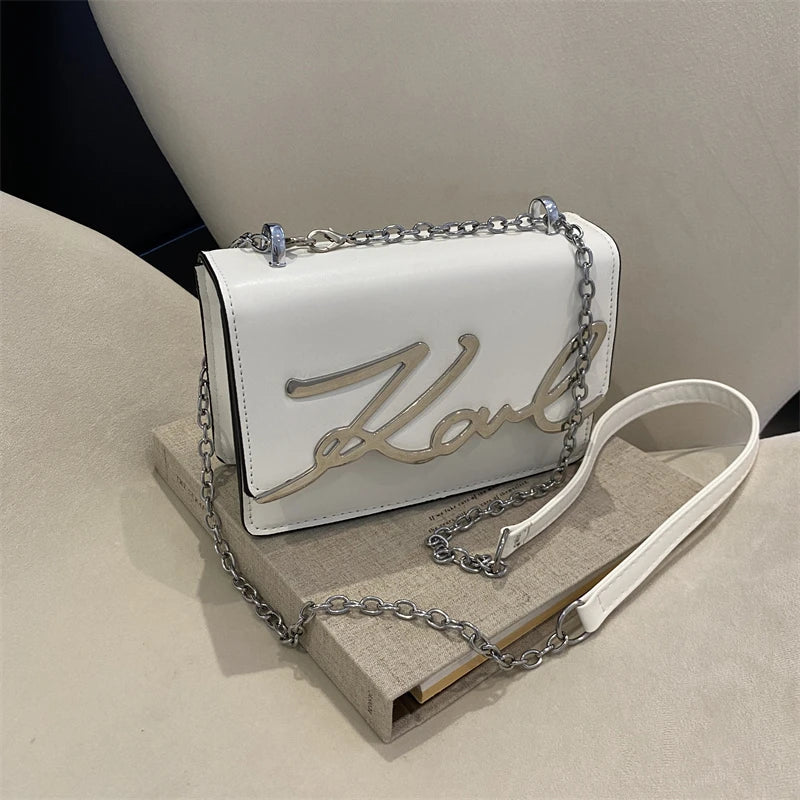 Metal Letter Chain Link Strap Magnetic Button for Daily Use Crossbody Bag Mssza