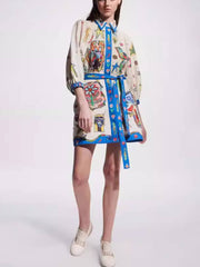 Temperament Peplum Printed Cardigan Dress Mssaz Desses