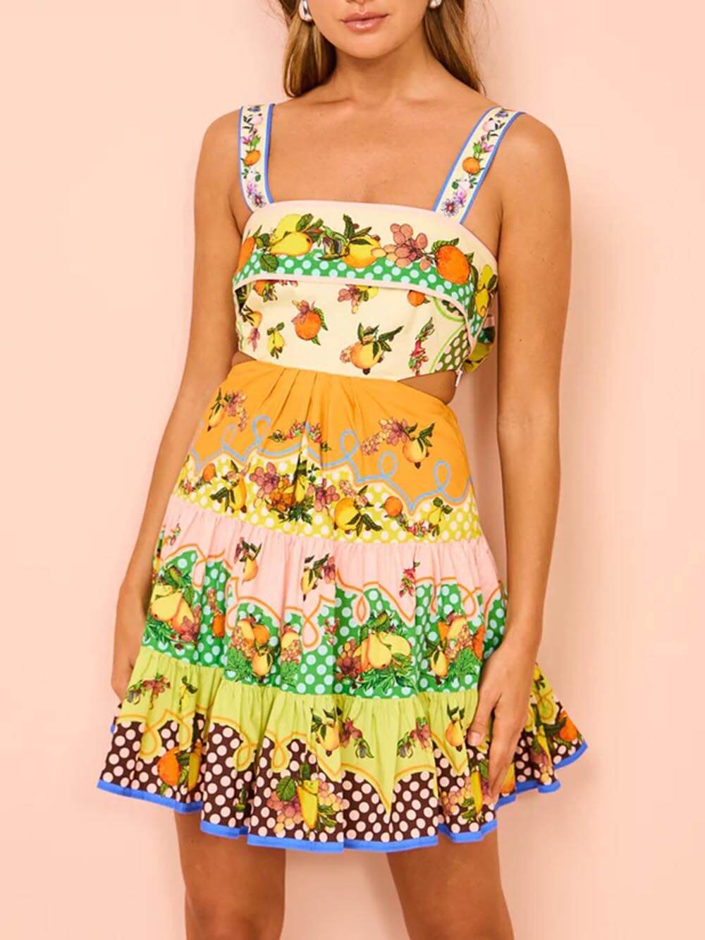 MulticolorLemon Preated Hem Mini Dress Mssaz Desses