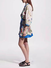 Temperament Peplum Printed Cardigan Dress Mssaz Desses