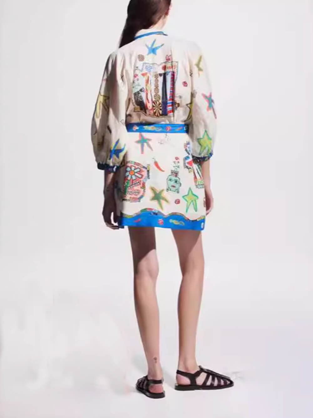 Temperament Peplum Printed Cardigan Dress Mssaz Desses