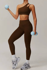 Trendy Full Cup Breathable High Quality One Shoulder Tube Sports Bra Mssza
