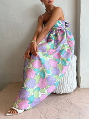 Beautiful Temperament Printed Strapless Backless Swing Dress Mssaz Desses