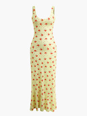 Floral Print Mermaid Slip Maxi Dress Mssaz Desses