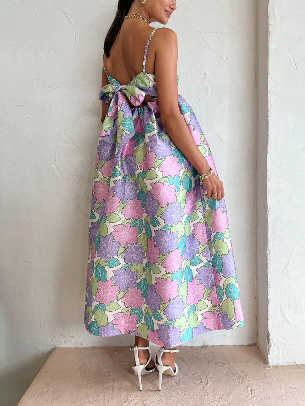 Beautiful Temperament Printed Strapless Backless Swing Dress Mssaz Desses