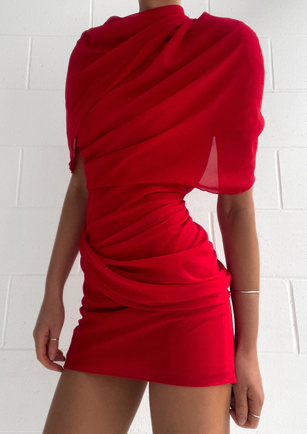 Kiri Asymmetrical Pleated Mini Dress Mssaz Desses