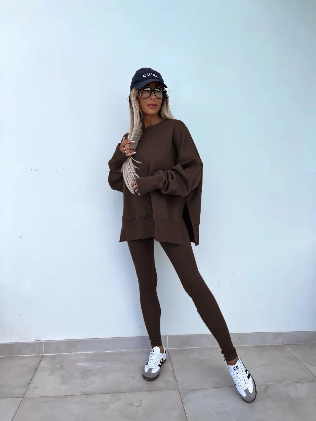 Casual Loose-Fitting Sweater Tight Pants 2 Piece Suit Mssza