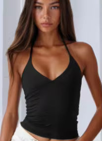 Elegant Hanging Neck V-Neck Backless Vest Hottie Girls Camisole Bottom Top Mssza