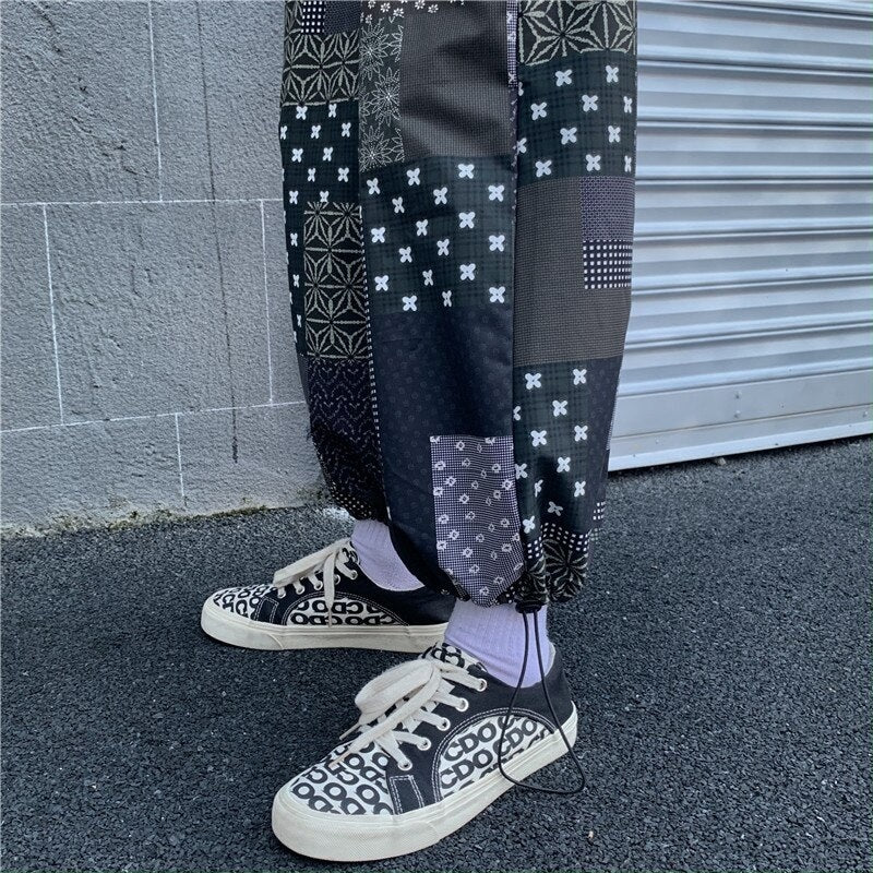Korean retro stitching loose casual straight-leg pants Mssza