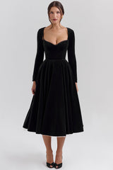 Black Velvet Tulle Midi Dress Mssaz Desses