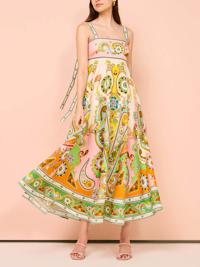 Camisole Unique Holiday Print Midi Dress Mssaz Desses
