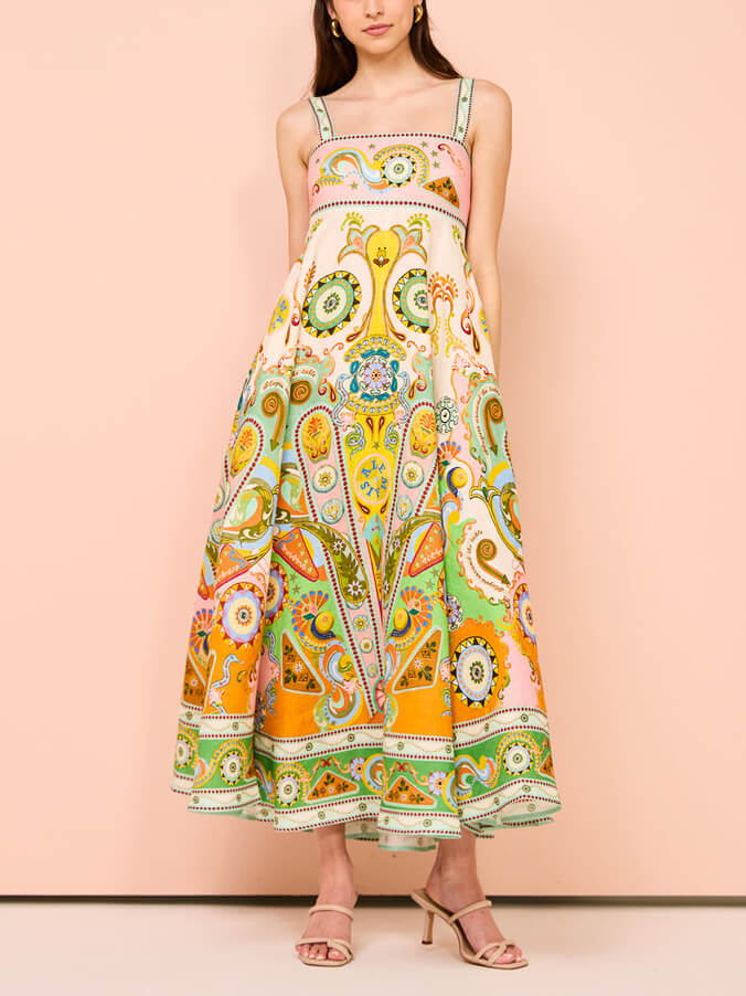 Camisole Unique Holiday Print Midi Dress Mssaz Desses