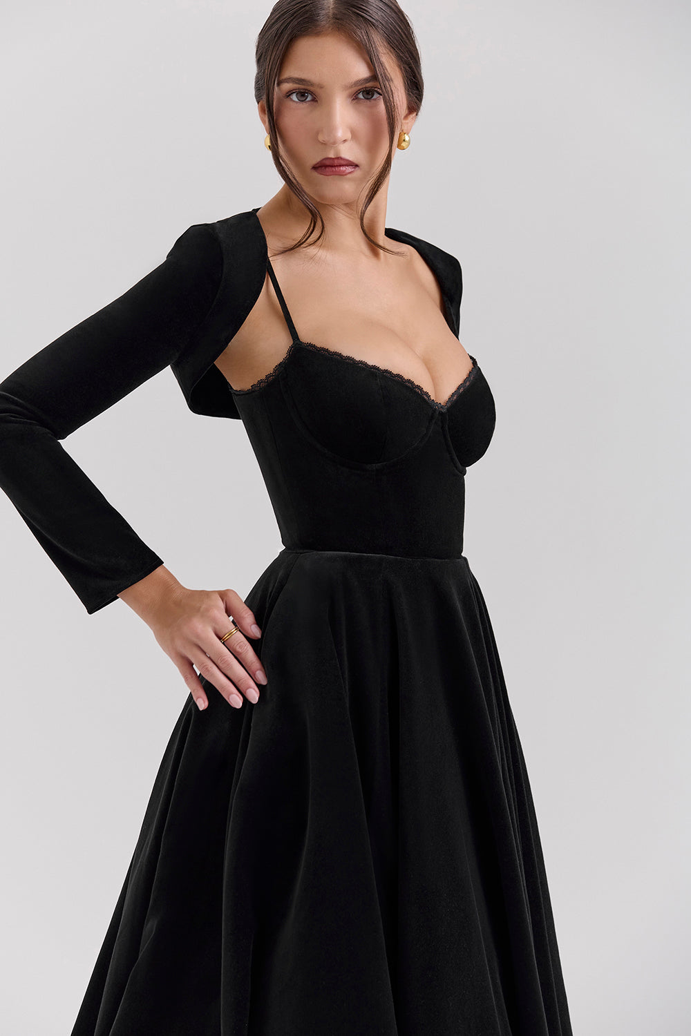 Black Velvet Tulle Midi Dress Mssaz Desses