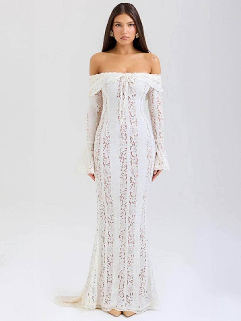 Vintage Lace Maxi Dress Mssaz Desses