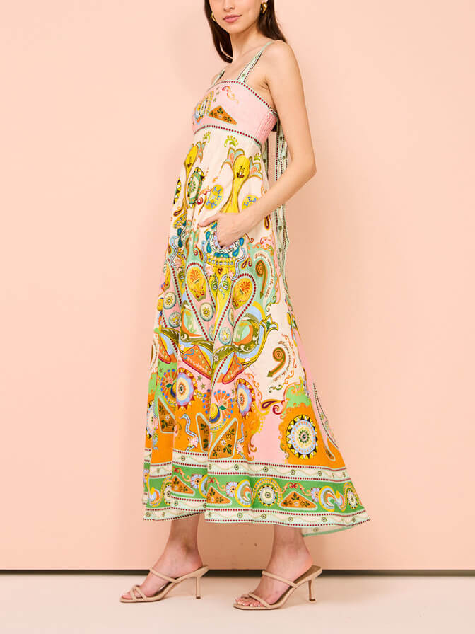 Camisole Unique Holiday Print Midi Dress Mssaz Desses
