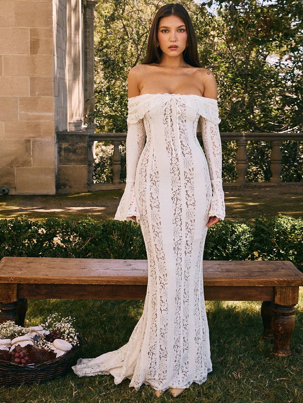 Vintage Lace Maxi Dress Mssaz Desses