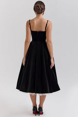 Black Velvet Tulle Midi Dress Mssaz Desses