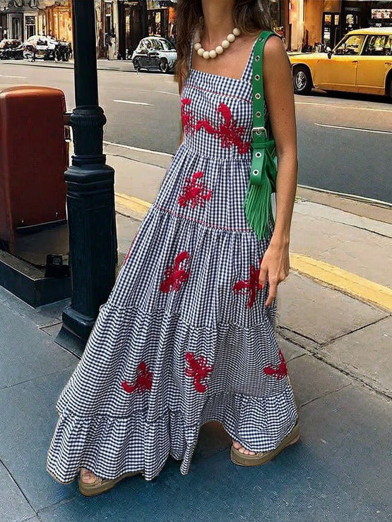 Exquisite Embroidered Holiday Camisole Midi Dress Mssaz Desses