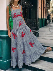 Exquisite Embroidered Holiday Camisole Midi Dress Mssaz Desses