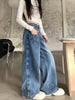 Vintage Cotton Zipper Fly Designer Distressed Baggy Stacked Jeans Mssza