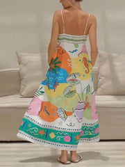 Unique Printed Strapless Sleeveless Resort Style Midi Dress Mssaz Desses