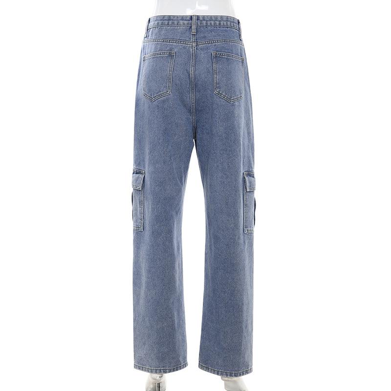 mid rise cargo jeans loose fit baggy jeans Mssaz Desses