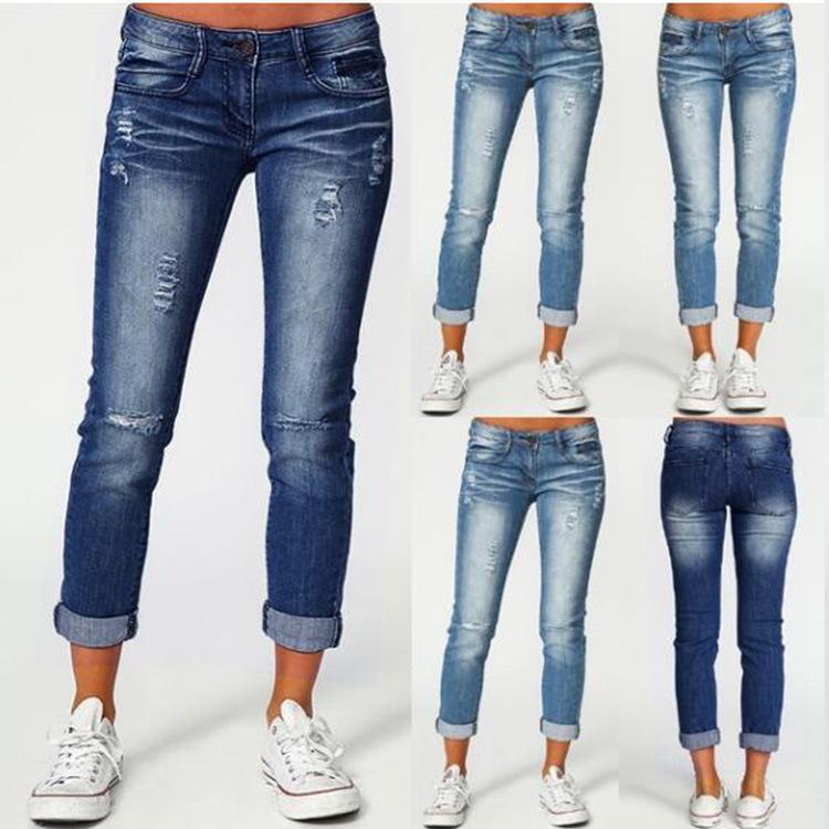 Mid Rise Light Wash Knee Ripped Cropped Jeans Mssaz Desses