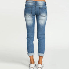 Mid Rise Light Wash Knee Ripped Cropped Jeans Mssaz Desses